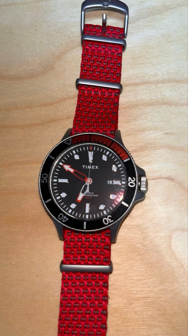 TIMEX Red Nylon Belt Quartz Men's Watch — Japanese