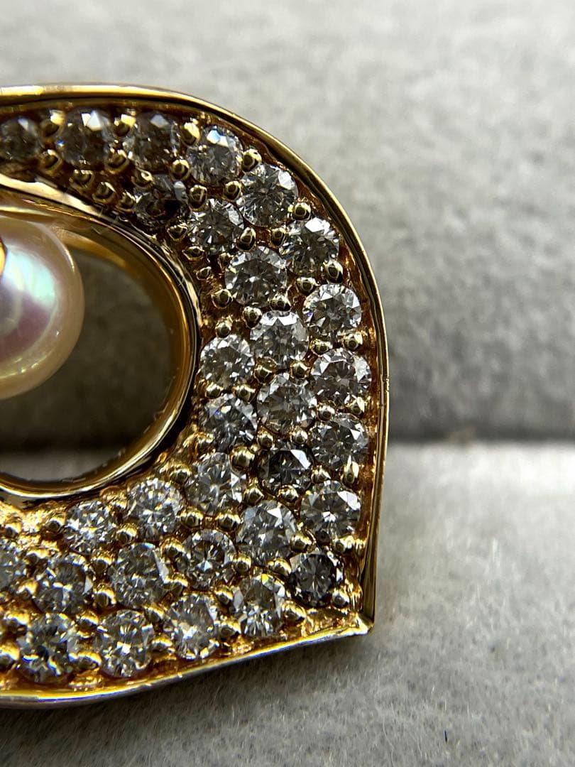 Law Akoya Pearl Diamond K18 pendant top with 5.10mm pearl and 0.65ct diamond on white background