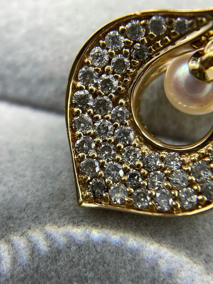 Law Akoya Pearl Diamond K18 pendant top with 5.10mm pearl and 0.65ct diamond on white background