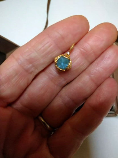 Agat Primavera Pendant Top in 14K yellow gold featuring rose cut labradorite, cabochon amazonite, and round cut diamonds