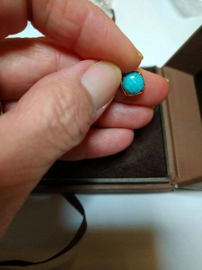 Agat Primavera Pendant Top in 14K yellow gold featuring rose cut labradorite, cabochon amazonite, and round cut diamonds