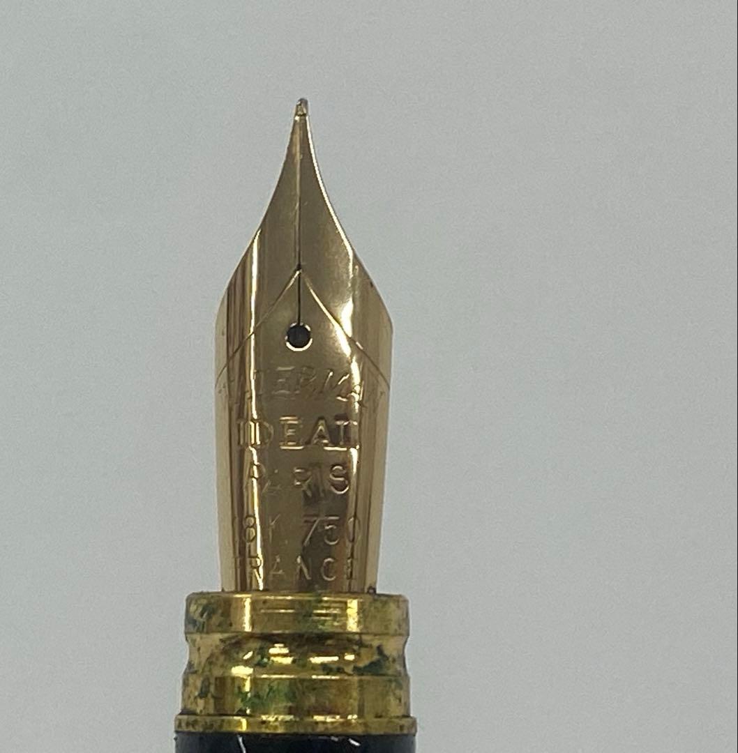 Waterman fountain pen with 18k 750 gold nib displayed alongside its protective case