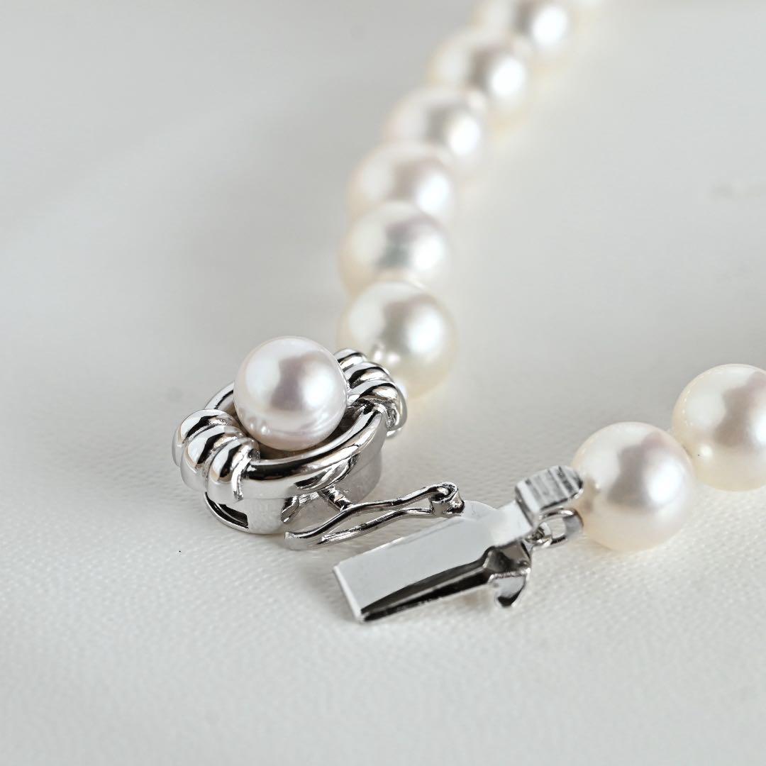 Tasaki Akoya genuine pearl necklace and earrings set in K14 silver with round pink-white pearls