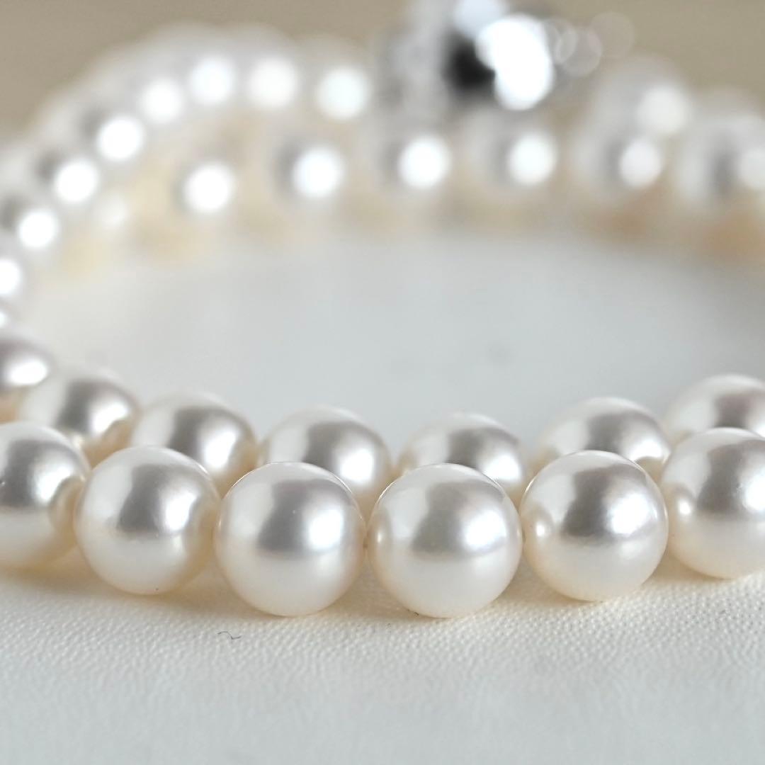 Tasaki Akoya genuine pearl necklace and earrings set in K14 silver with round pink-white pearls