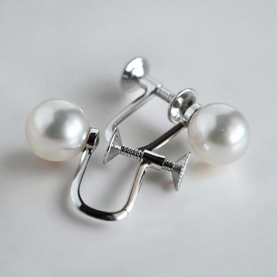 Tasaki Akoya genuine pearl necklace and earrings set in K14 silver with round pink-white pearls