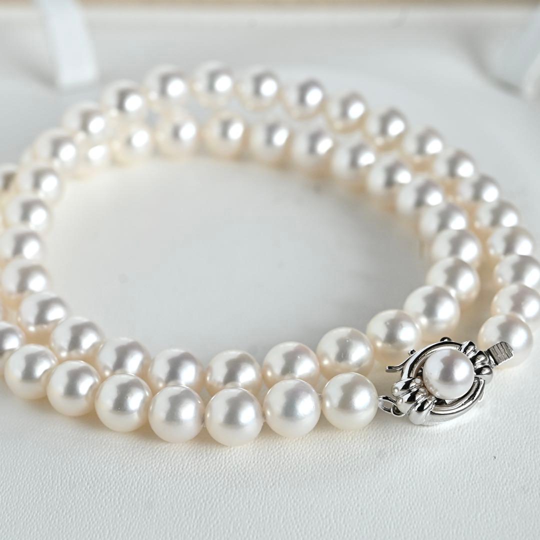 Tasaki Akoya genuine pearl necklace and earrings set in K14 silver with round pink-white pearls