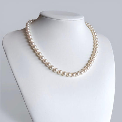 Tasaki Akoya genuine pearl necklace and earrings set in K14 silver with round pink-white pearls