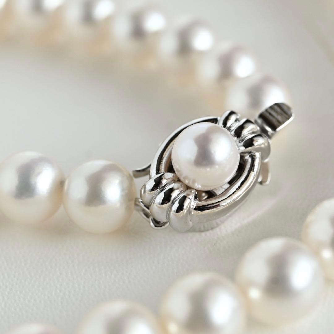 Tasaki Akoya genuine pearl necklace and earrings set in K14 silver with round pink-white pearls