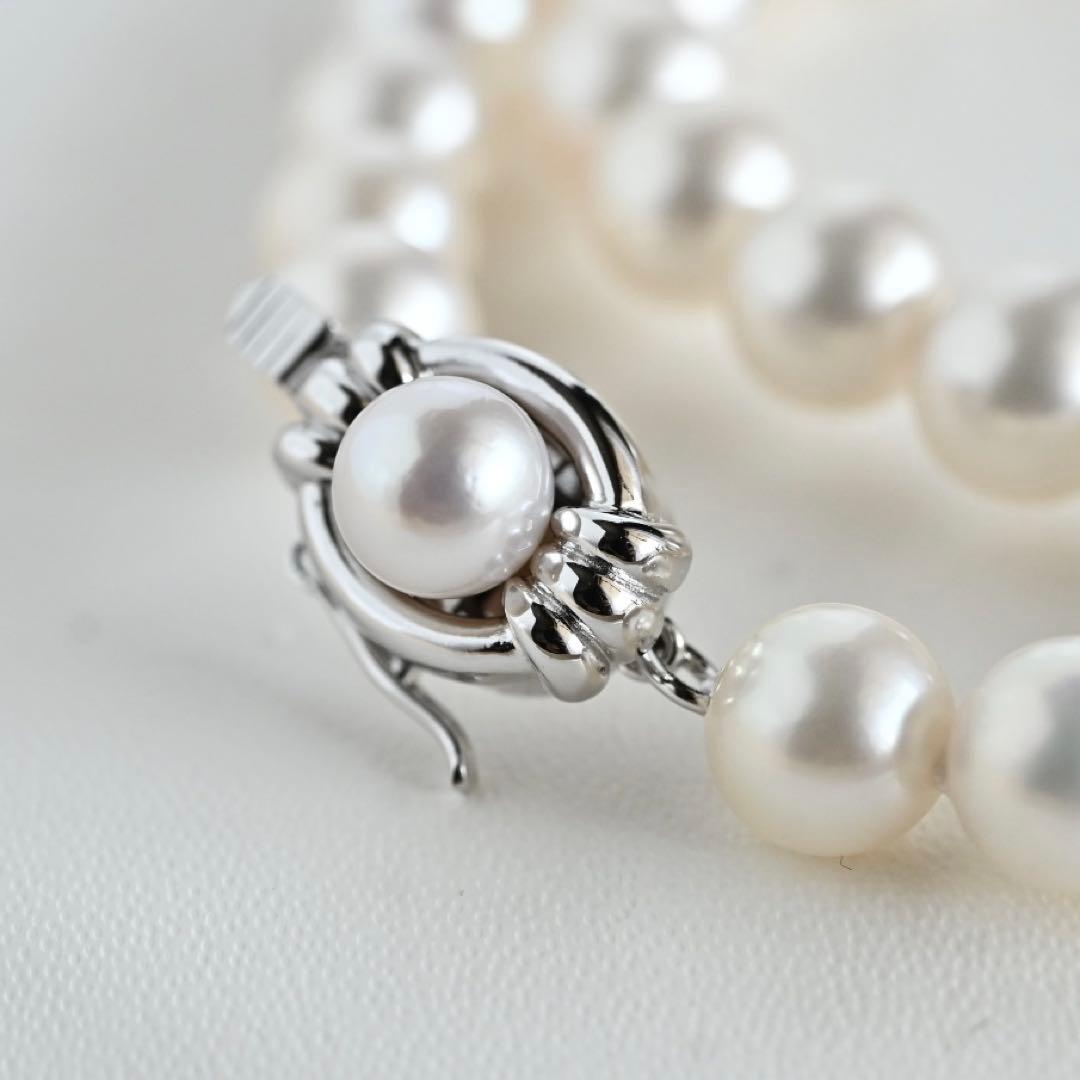 Tasaki Akoya genuine pearl necklace and earrings set in K14 silver with round pink-white pearls