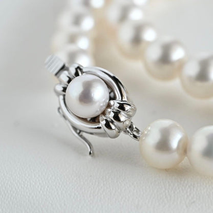 Tasaki Akoya genuine pearl necklace and earrings set in K14 silver with round pink-white pearls