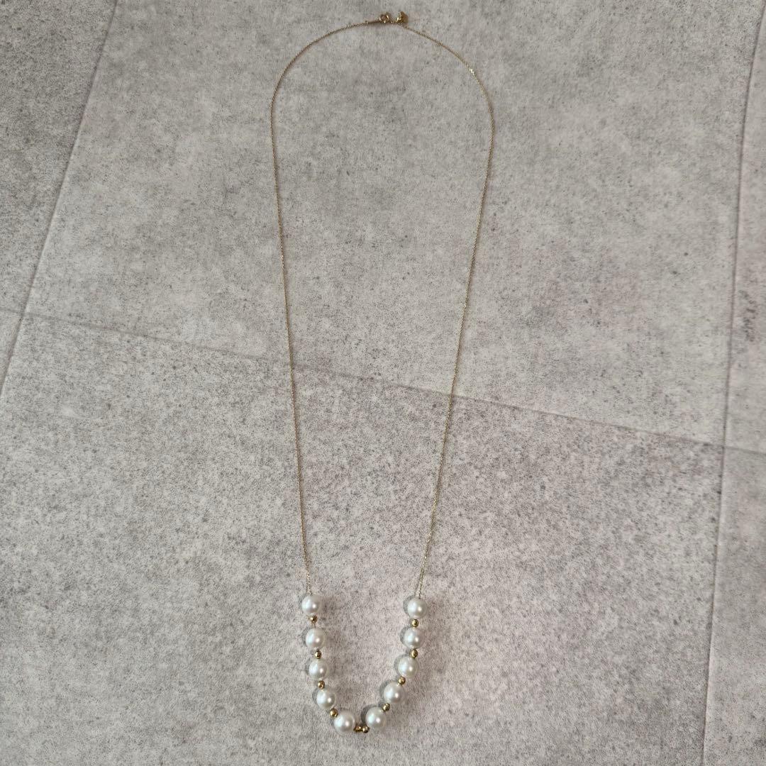 Honjin Akoya pearl necklace featuring 8.42mm white pearls on a 70cm K18 gold chain