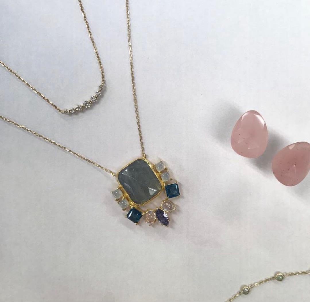 Kuro K10 Agate Stone Necklace with labradorite and multi-color decorative stones