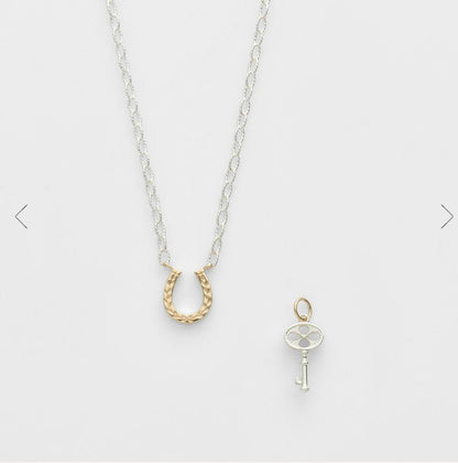 Agete 2026 Limited Edition silver and K10 necklace with charm set featuring a 45cm chain and small detailed charms