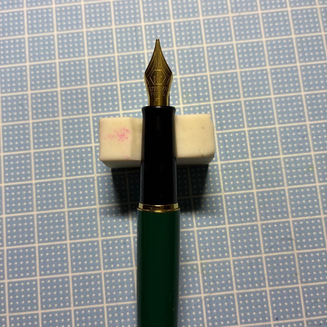 Waterman Fountain Pen with stainless steel fine tip shown with cap off on white background