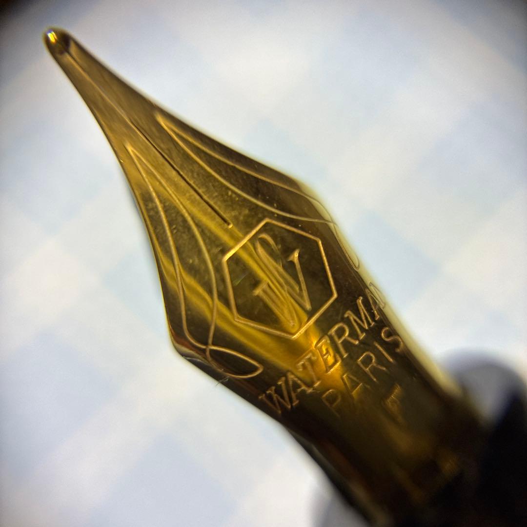 Waterman Fountain Pen with stainless steel fine tip shown with cap off on white background