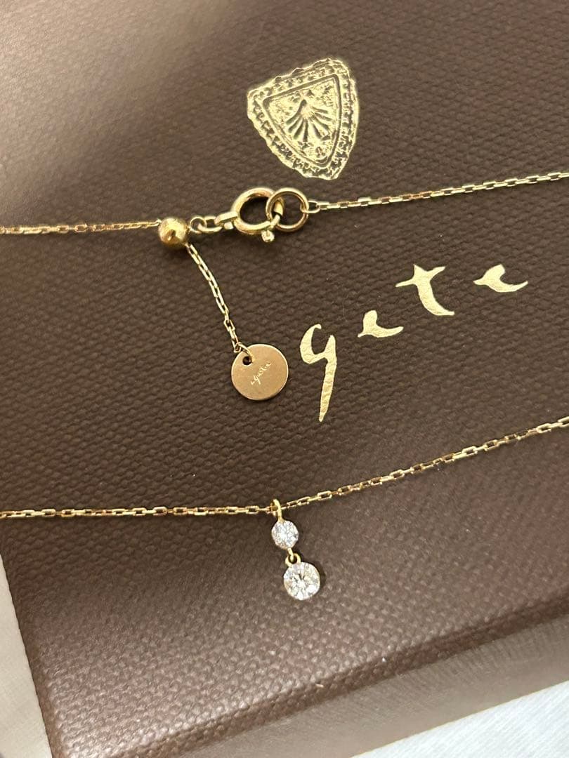 Agate K18 yellow gold 2-row diamond necklace with 0.15ct diamonds and 44cm chain