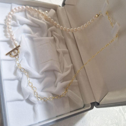 Akoya pearl pendant necklace with a 6mm pearl on a 48cm 14kgf chain displayed on a white background