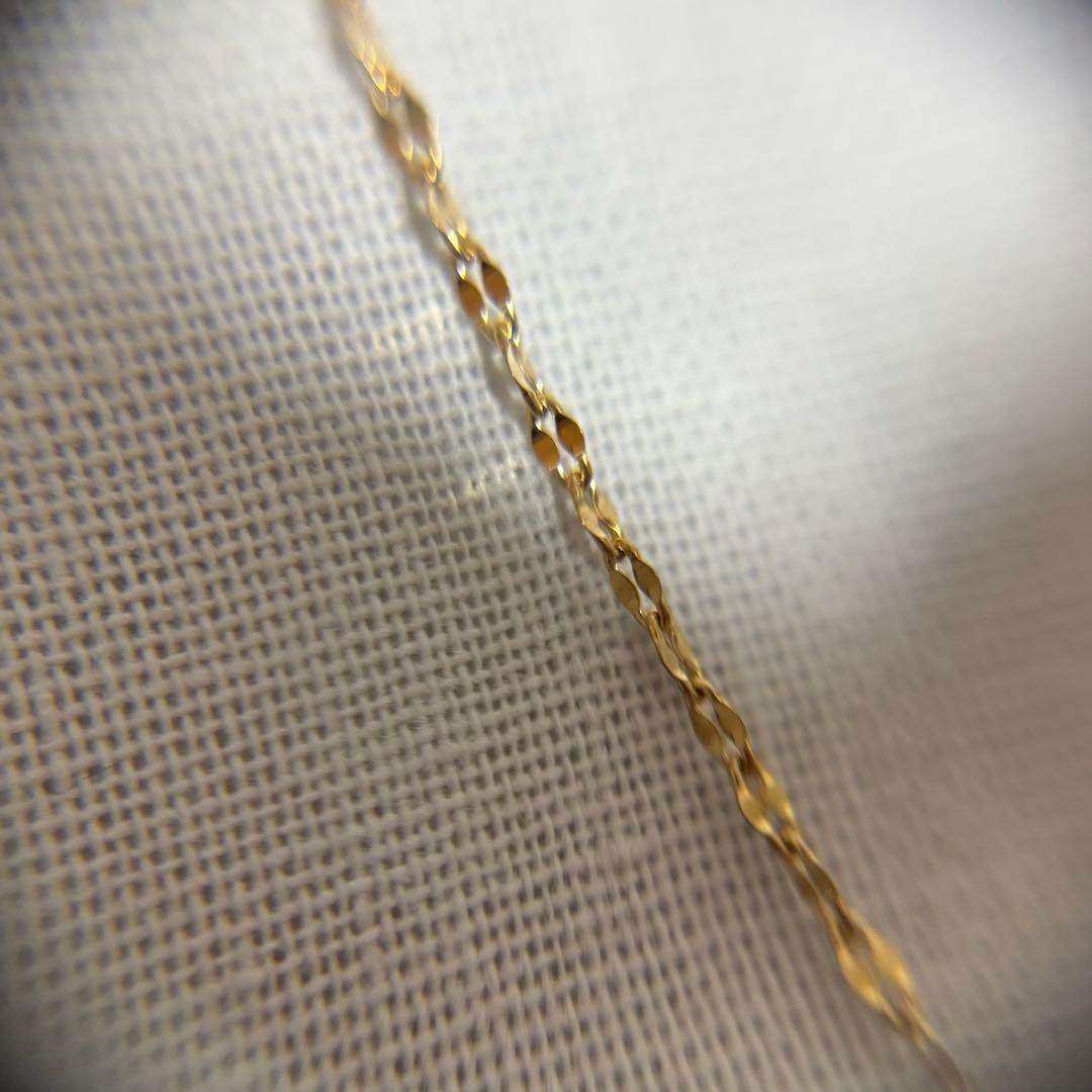 Agete K10 yellow gold petal chain Y-shape long necklace with adjustable extender
