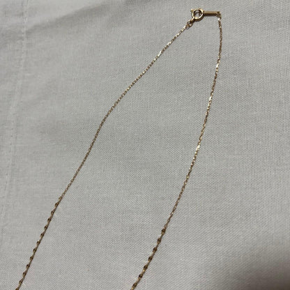Agete K10 yellow gold petal chain Y-shape long necklace with adjustable extender