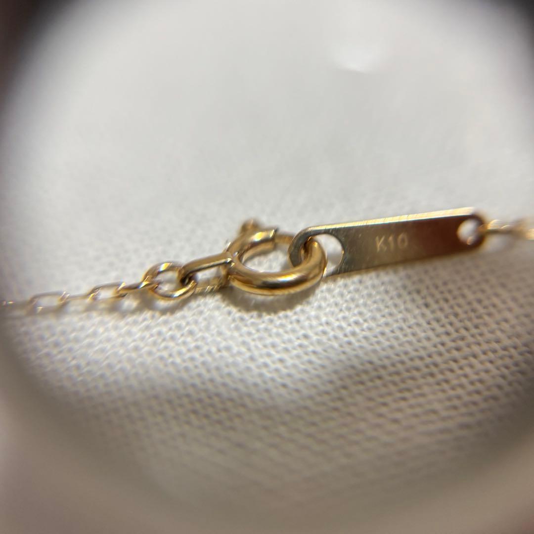 Agete K10 yellow gold petal chain Y-shape long necklace with adjustable extender