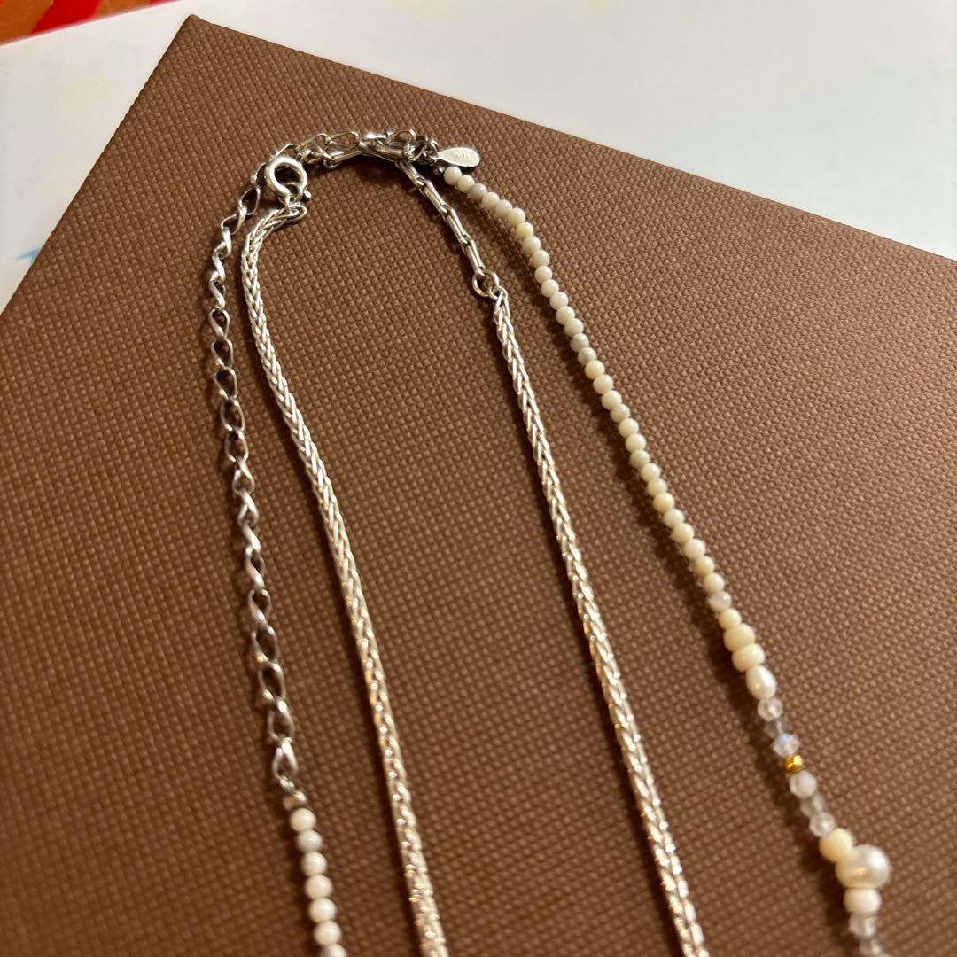 Aguatt two-strand necklace with multi-stone and pearl design in used condition