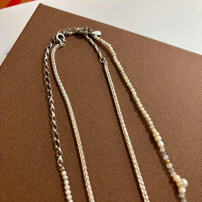 Aguatt two-strand necklace with multi-stone and pearl design in used condition
