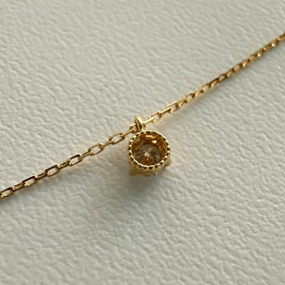 Agete Law K18 yellow gold necklace with 0.08 ct diamond and 40 cm chain displayed on white background