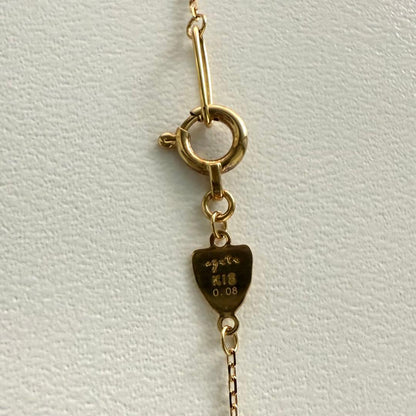 Agete Law K18 yellow gold necklace with 0.08 ct diamond and 40 cm chain displayed on white background