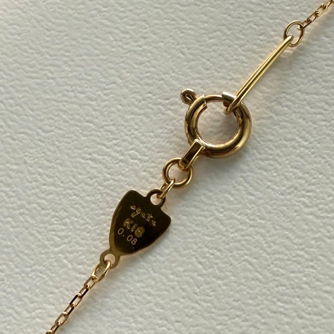 Agete Law K18 yellow gold necklace with 0.08 ct diamond and 40 cm chain displayed on white background