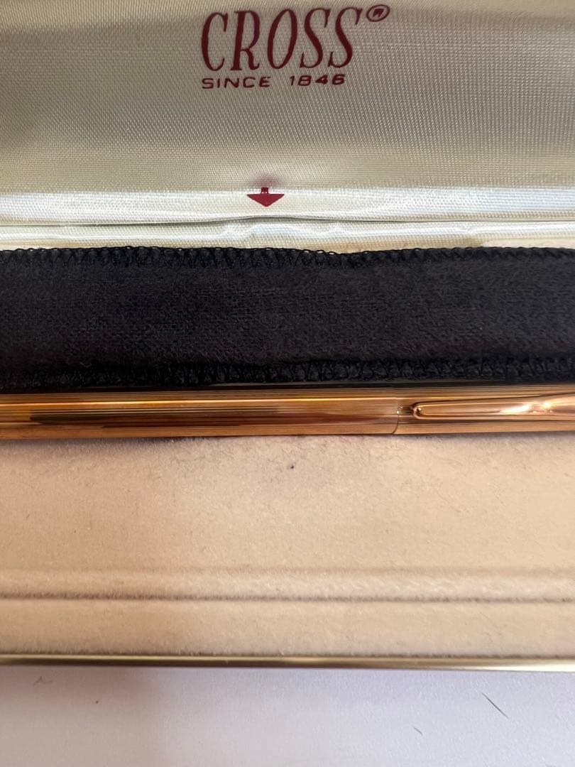 CROSS Gold Ballpoint Pen with shiny gold finish and dedicated protective case