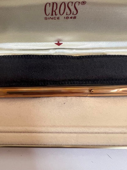 CROSS Gold Ballpoint Pen with shiny gold finish and dedicated protective case