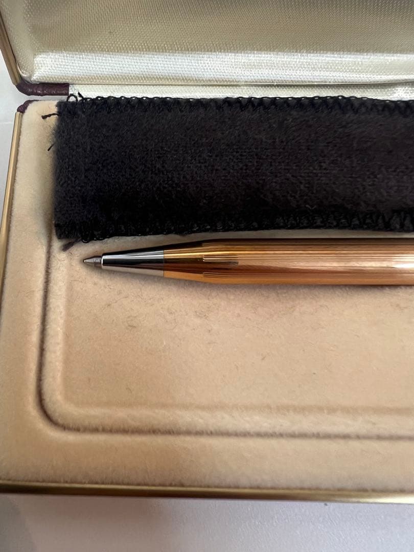 CROSS Gold Ballpoint Pen with shiny gold finish and dedicated protective case