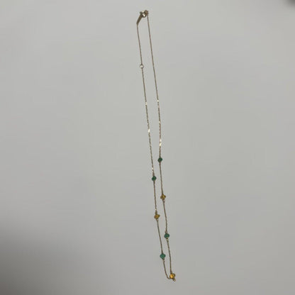 Agete K10 Emerald Opal Necklace in 10-karat gold, 40cm length with emerald and opal gemstones