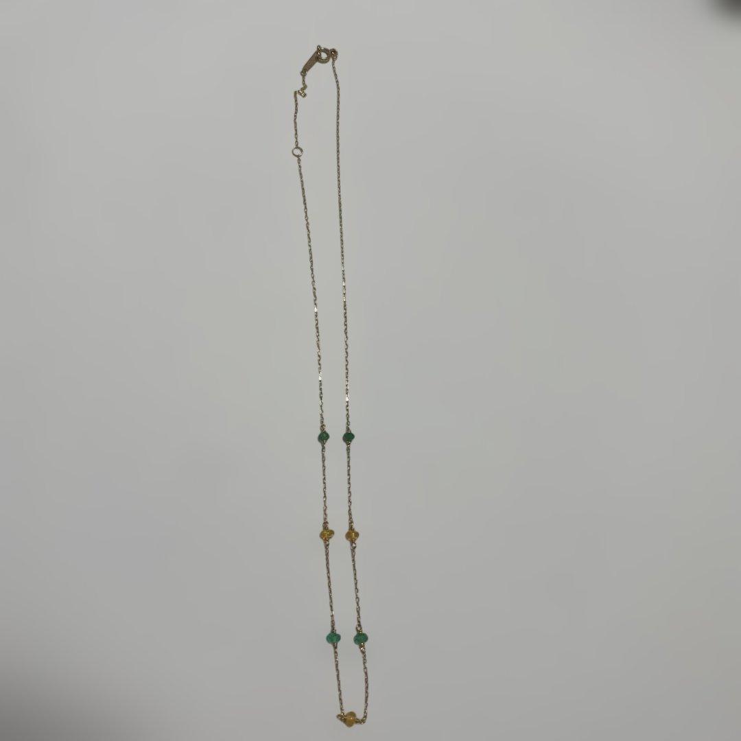 Agete K10 Emerald Opal Necklace in 10-karat gold, 40cm length with emerald and opal gemstones
