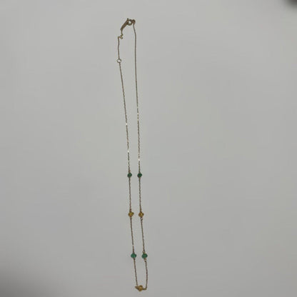 Agete K10 Emerald Opal Necklace in 10-karat gold, 40cm length with emerald and opal gemstones