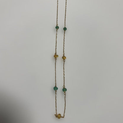 Agete K10 Emerald Opal Necklace in 10-karat gold, 40cm length with emerald and opal gemstones