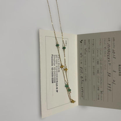 Agete K10 Emerald Opal Necklace in 10-karat gold, 40cm length with emerald and opal gemstones