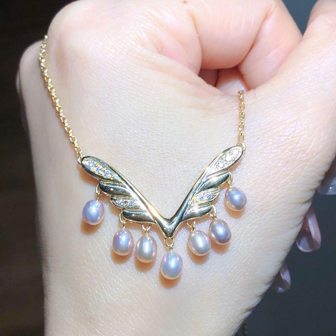 MIKIMOTO k18 gold necklace with 4mm white pearls on a 43cm chain