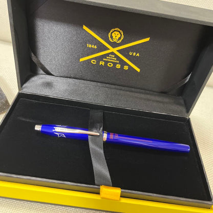 Cross Marvel Captain America themed ballpoint pen with blue and silver design shown on white background