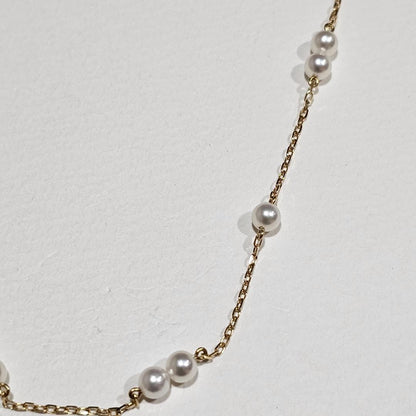 Miwa Miku Pearl Necklace with 4mm pearl on 40cm 18K yellow gold chain