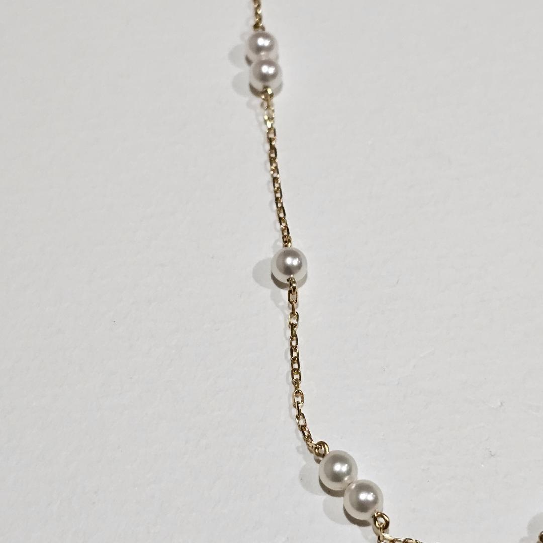 Miwa Miku Pearl Necklace with 4mm pearl on 40cm 18K yellow gold chain