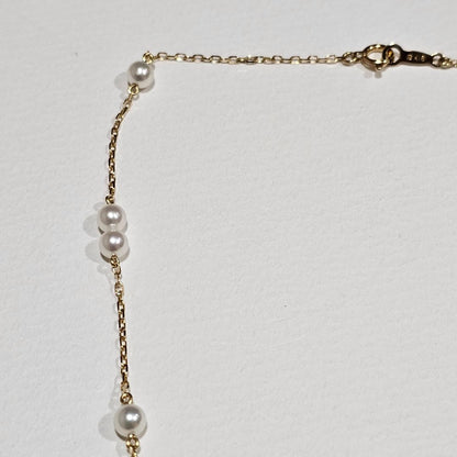 Miwa Miku Pearl Necklace with 4mm pearl on 40cm 18K yellow gold chain