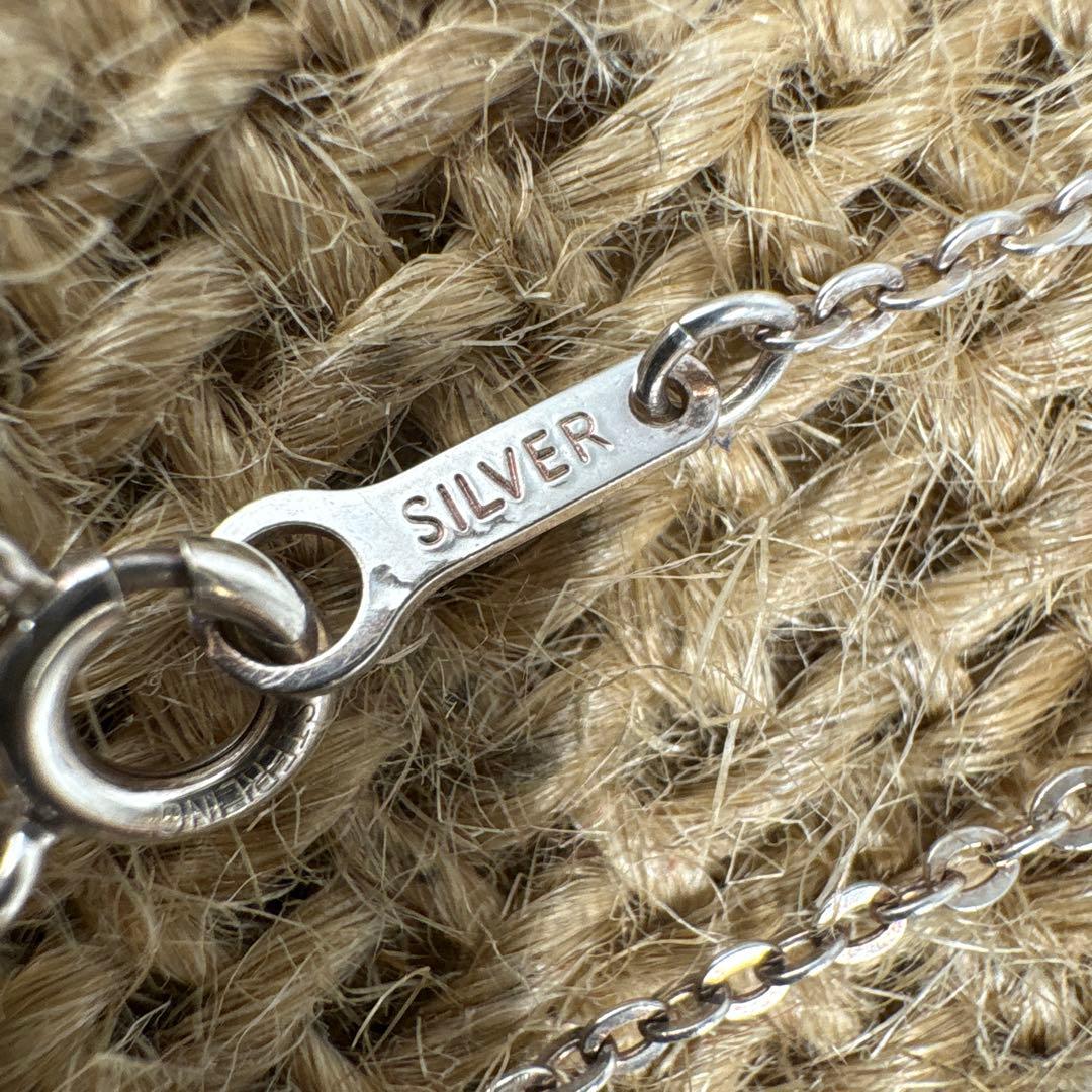 Agete Silver Necklace Collaboration made of SV925 with a 40cm chain on a white background
