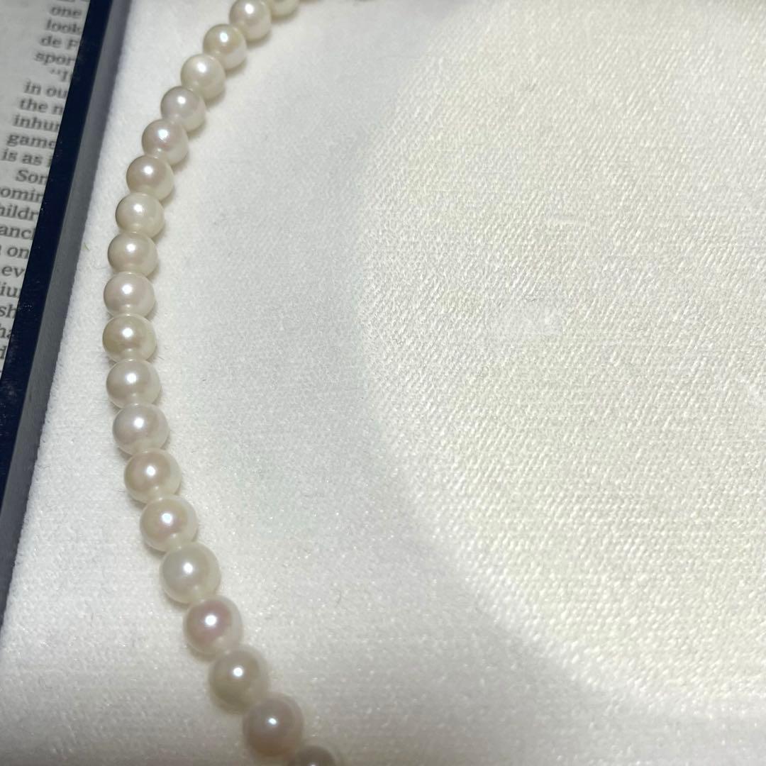 Silver Akoya pearl necklace with pearls sized 6.4mm to 5.9mm and 44.5cm total length