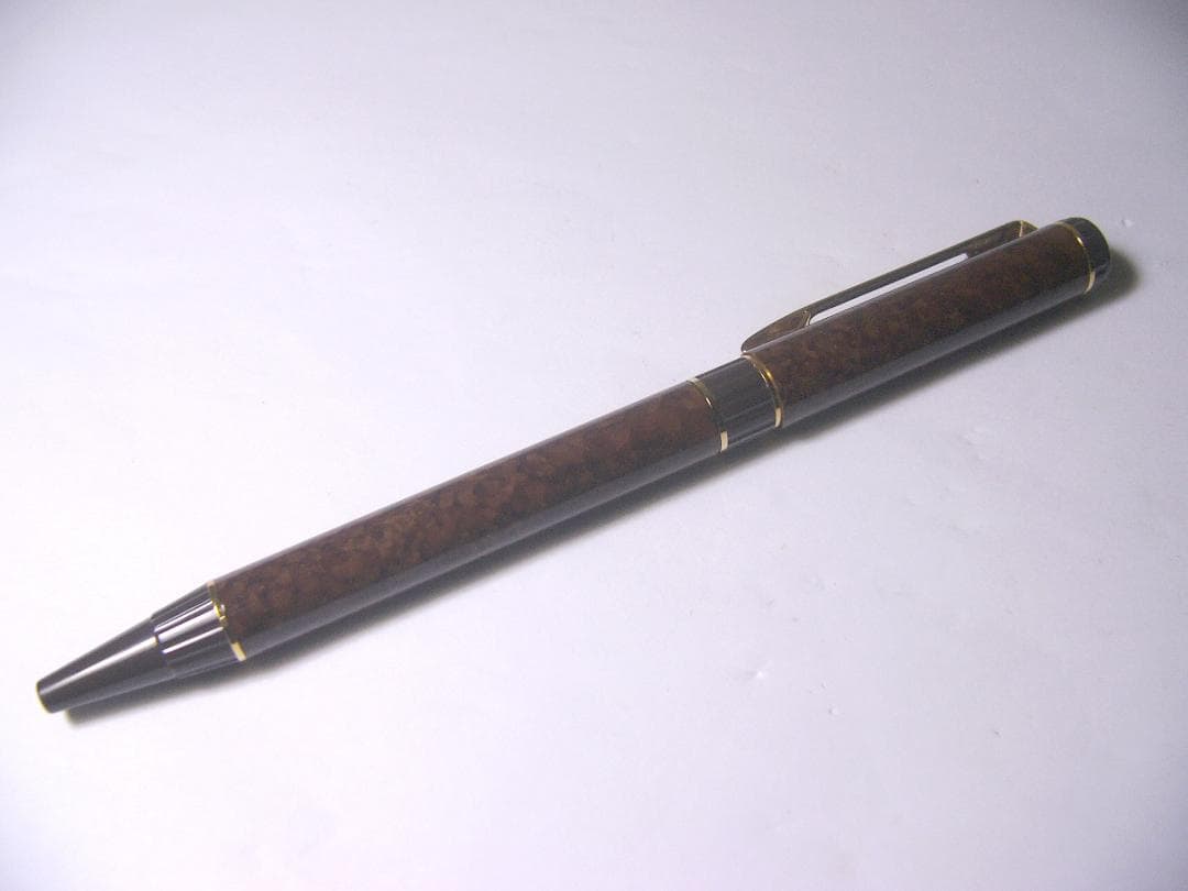 Waterman Push Button Ballpoint Pen in Marble Brown finish, measuring 140 mm length
