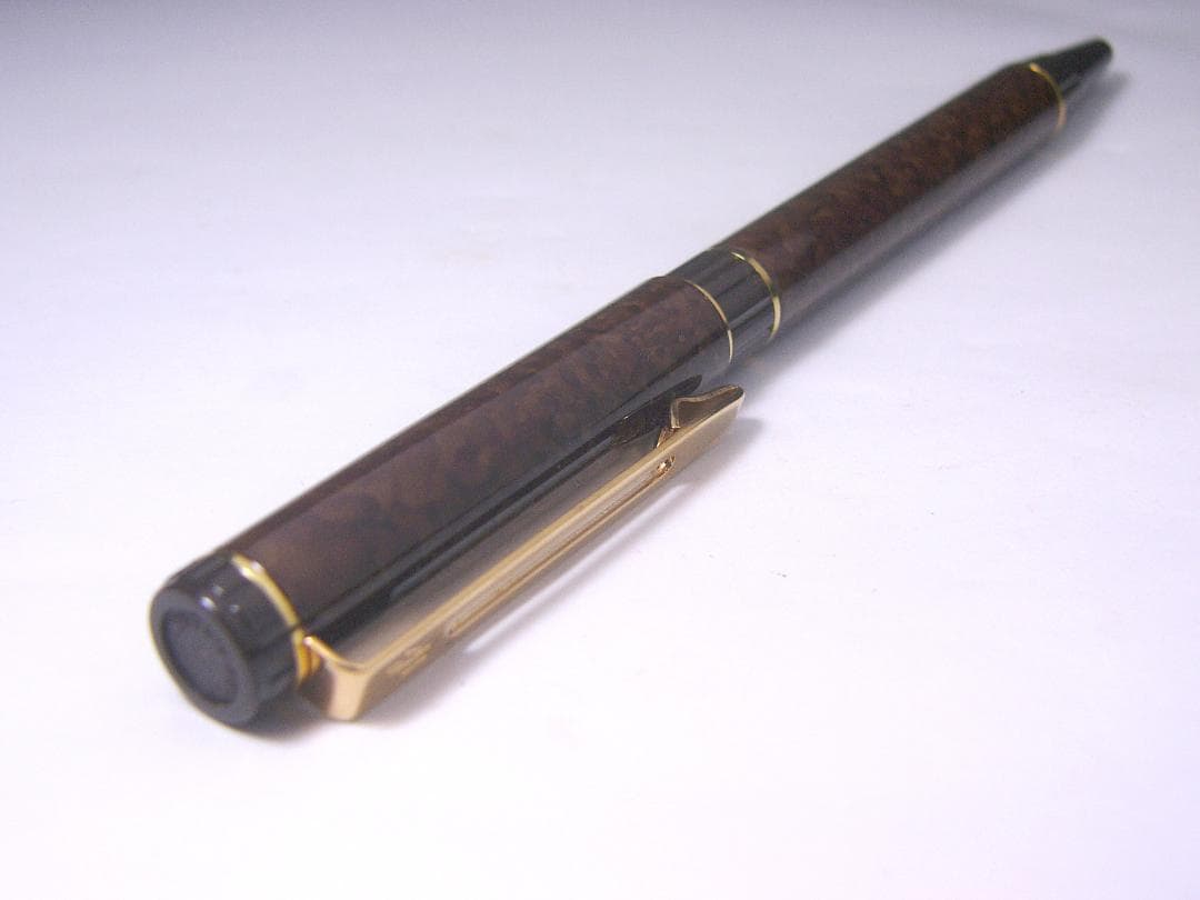 Waterman Push Button Ballpoint Pen in Marble Brown finish, measuring 140 mm length