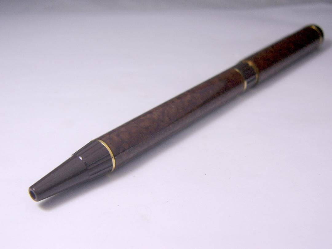 Waterman Push Button Ballpoint Pen in Marble Brown finish, measuring 140 mm length