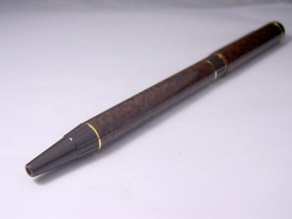 Waterman Push Button Ballpoint Pen in Marble Brown finish, measuring 140 mm length