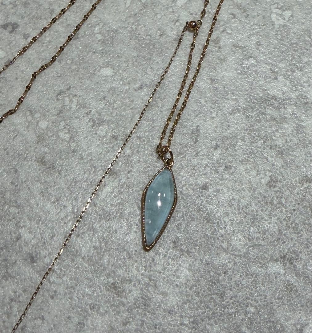 agete Long Y-Chain necklace with blue Larimar gemstone on adjustable 60 to 70 cm chain
