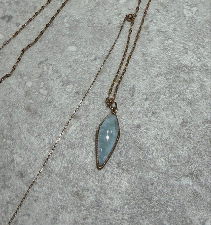 agete Long Y-Chain necklace with blue Larimar gemstone on adjustable 60 to 70 cm chain